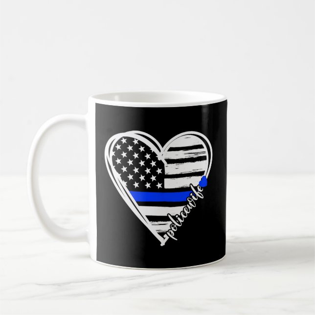 Proud Police Of A Police Officer Heart Cop Coffee Mug (Left)