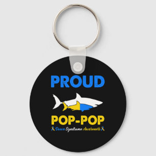 Proud Pop Pop Shark Down Syndrome Awareness T21 Key Ring