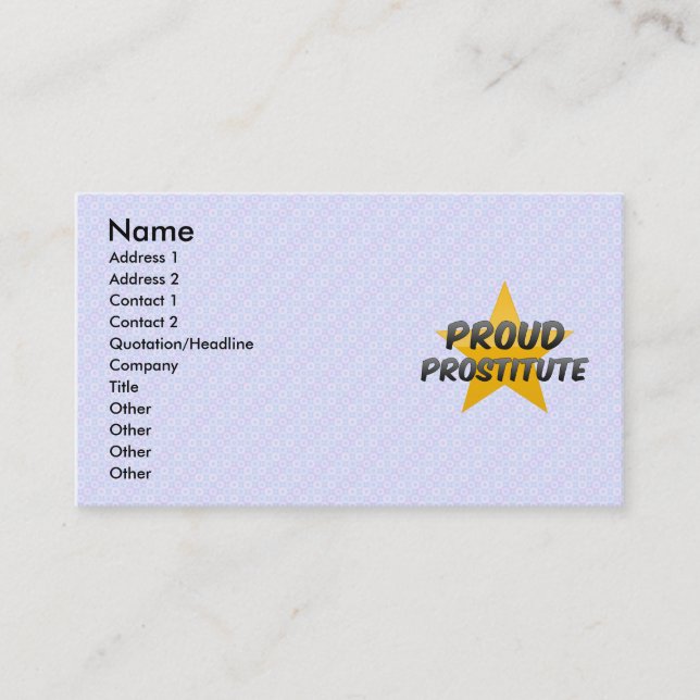 Proud Prostitute Business Card (Front)