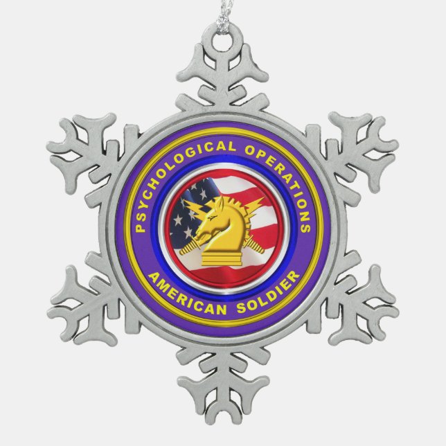 Proud Psychological Operations Veteran Snowflake Pewter Christmas Ornament (Front)