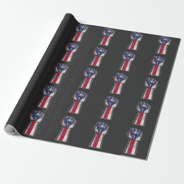 Proud Puerto Rican Roots Proud Puerto Flag Wrapping Paper (Unrolled)