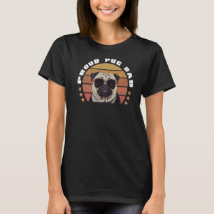 Proud Pug Dad  Vintage Sunset Dutch Bulldog Pug Do T-Shirt