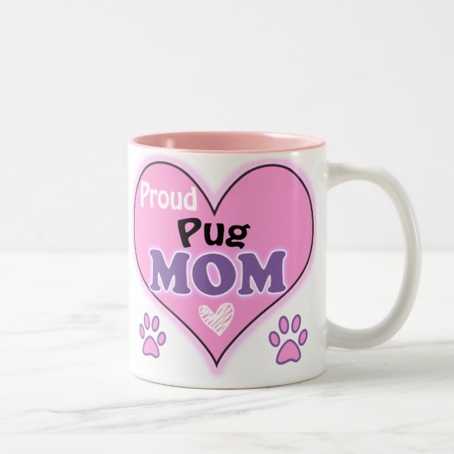 Proud Pug Mom Two-Tone Coffee Mug (Right)