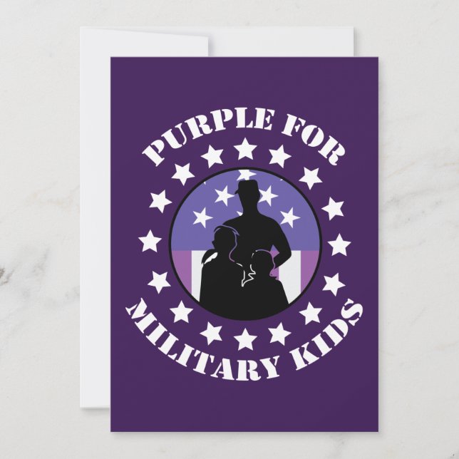 Proud Purple Up For Military Thank You Card (Front)