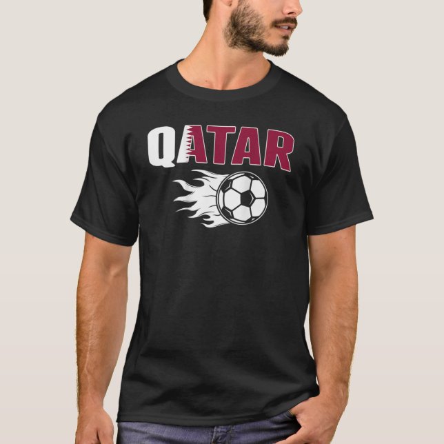 Proud Qatar Soccer Fans Jersey - Qatari Flag Footb T-Shirt (Front)