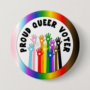 Proud Queer Voter rainbow hands 7.5 Cm Round Badge