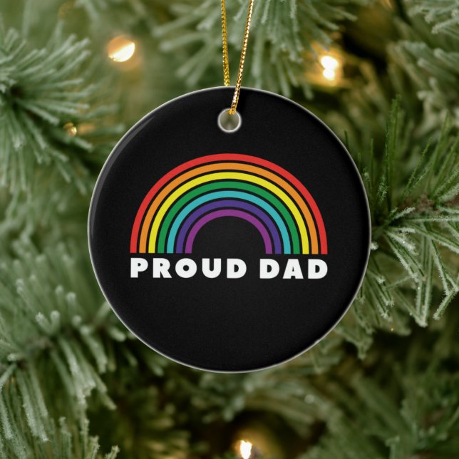 Proud Rainbow Dad Ceramic Ornament (Tree)