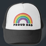 Proud Rainbow Dad Trucker Hat<br><div class="desc">This artwork features a rainbow with the phrase Proud Dad.</div>