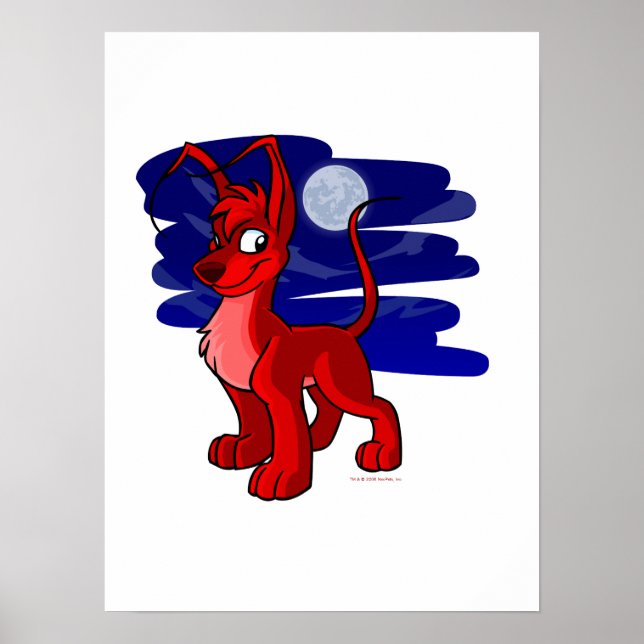 Proud red Gelert by moonlight Poster (Front)