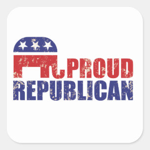 Proud Republican Elephant Distressed Tan Square Sticker