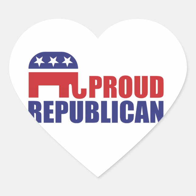 Proud Republican Elephant Heart Sticker (Front)