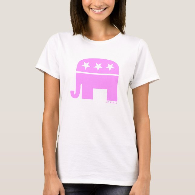 Proud Republican Woman Pink Elephant GOP T-Shirt (Front)