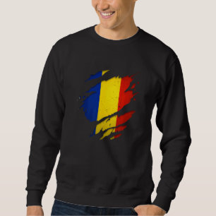 Proud Romanian Torn Ripped Romania Flag Sweatshirt