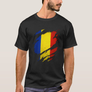 Proud Romanian Torn Ripped Romania Flag T-Shirt