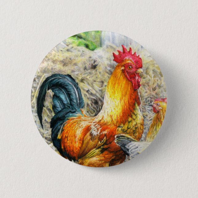 Proud Rooster 6 Cm Round Badge (Front)