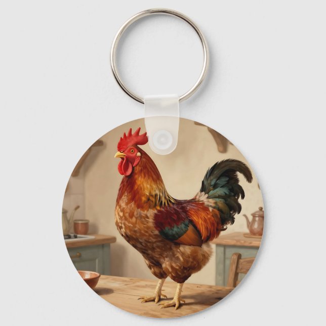 Proud Rooster Farmhouse Kitchen Key Ring (Front)