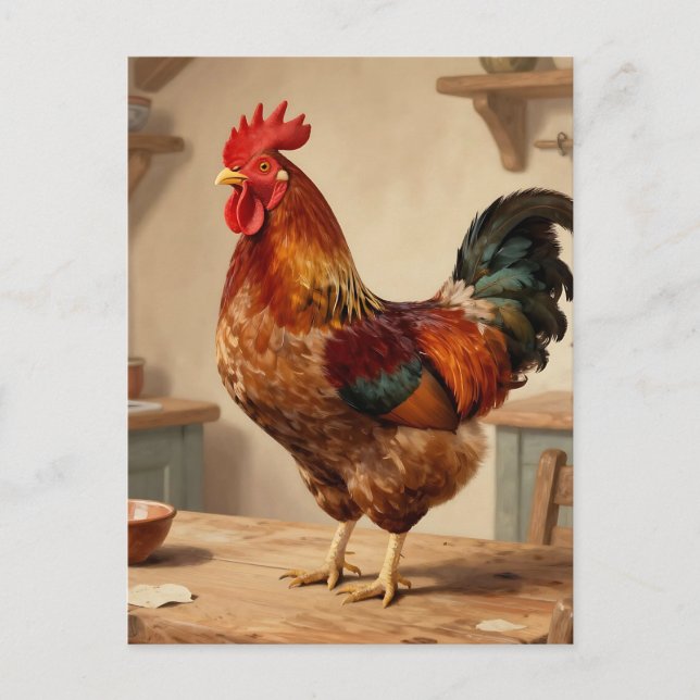 Proud Rooster Farmhouse Kitchen Postcard (Front)