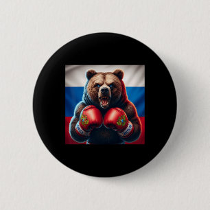 Proud Russian Bear Boxer Russia Kickboxer Boxing K 6 Cm Round Badge