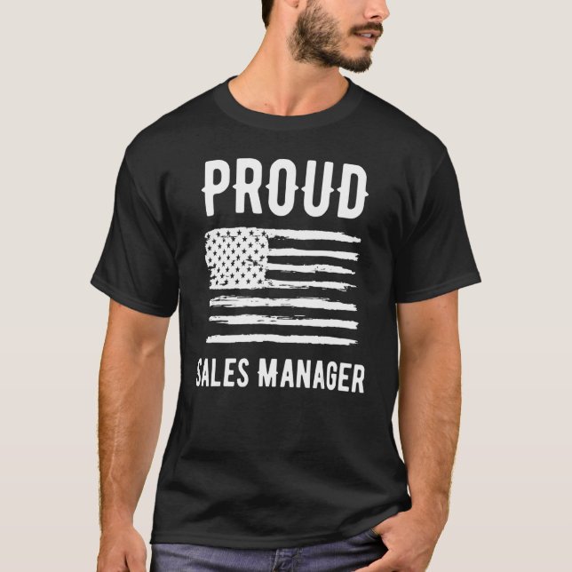 Proud Sales Manager Profession American Flag T-Shirt (Front)