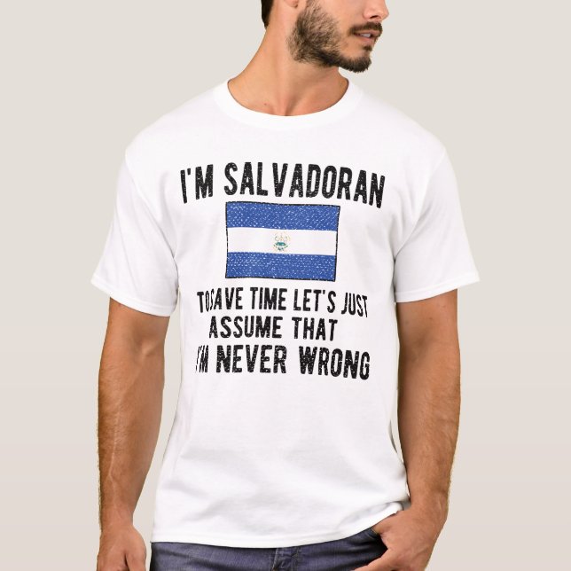 Proud Salvadoran Flag El Salvador Roots Salvadoran T-Shirt (Front)