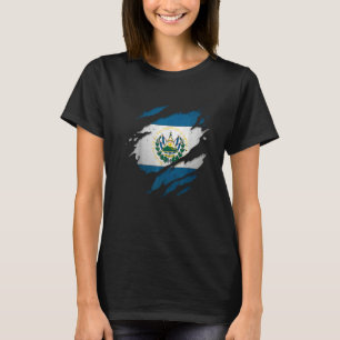 Proud Salvadorian  Torn Ripped El Salvador Flag T-Shirt