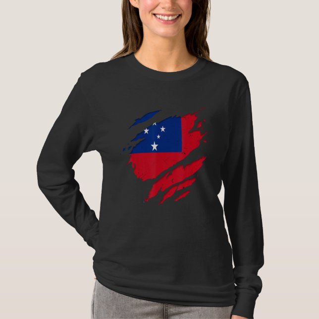 Proud Samoan Shirts Torn Ripped Samoa Flag (Front)