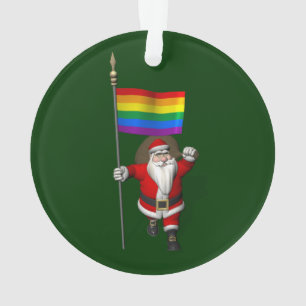 Proud Santa Claus With Rainbow Flag Ornament