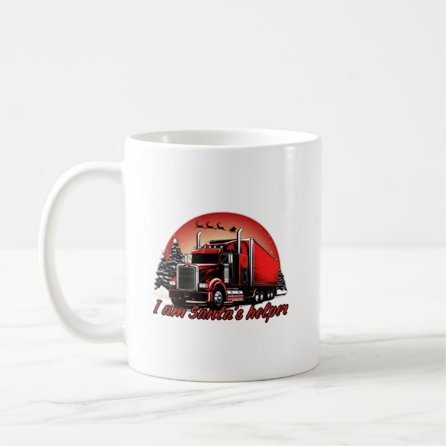 Proud Santa’s Helper Trucker Christmas Coffee Mug (Left)