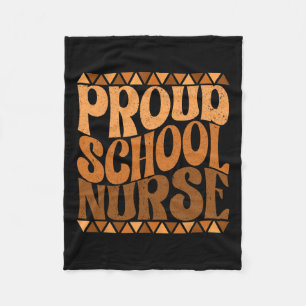 Proud School Nurse Black History Month Retro Groov Fleece Blanket