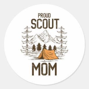 Proud Scout Mum Camping Scout Leader Adventure Tra Classic Round Sticker
