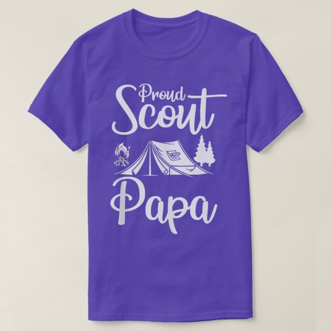 Proud Scout Papa Camping Scouting Tent Scout Dad L T-Shirt (Design Front)