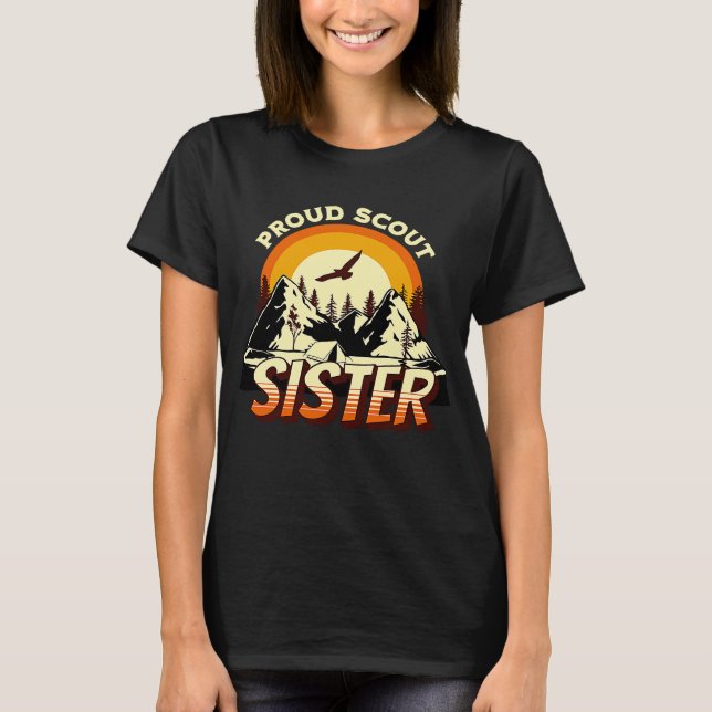 Proud Scout Sister Camping Scout Leader Adventure  T-Shirt (Front)