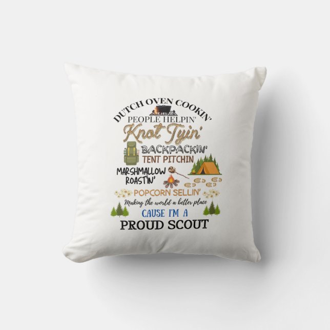 Proud Scout Throw Pillow (Front)