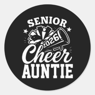 Proud Senior Cheer Auntie 2026 Cheerleader Cl Of 2 Classic Round Sticker