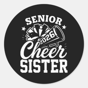 Proud Senior Cheer Sister 2026 Cheerleader Cl Of 2 Classic Round Sticker