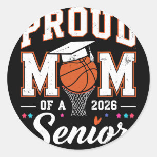Proud Senior Mum Cl Of 2026 Sketll Graduation Moth Classic Round Sticker