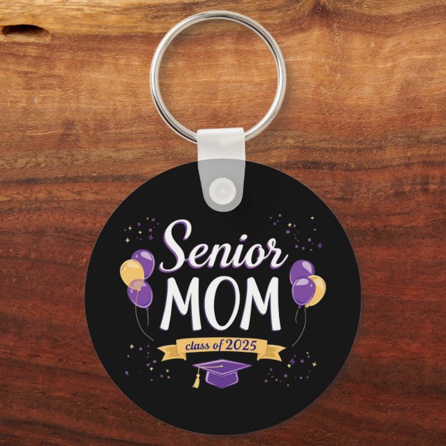 Proud Senior Mum Class of 2025 Customisable  Key Ring (Front)