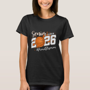 Proud Senior Stepmom Cl Of 2026 Sketll Graduation  T-Shirt