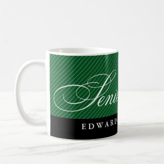 Proud seniors black green stripes class year coffee mug