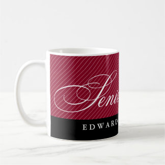 Proud seniors black maroon red stripes class year coffee mug