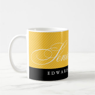 Proud seniors black yellow stripes class year coffee mug