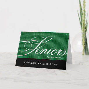 Proud seniors green black graduation announcement