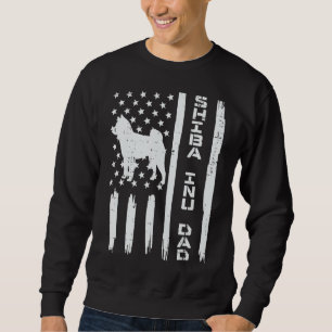 Proud Shiba Inu Dad US Flag Vintage Japanese Akita Sweatshirt