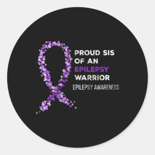 Proud Sis Of An Epilepsy Warrior Epilepsy Awarenes Classic Round Sticker