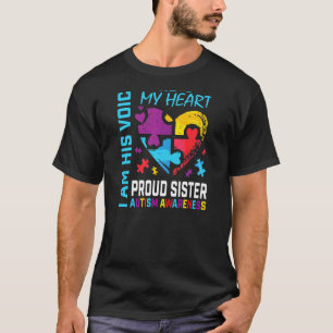 Proud Sister Autism Awareness Brother Puzzle Piece T-Shirt