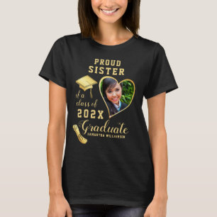 Proud Sister Class of 2024 Custom Photo Graduation T-Shirt