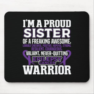 Proud Sister Epilepsy Awareness Women Purple Ribb Mouse Pad