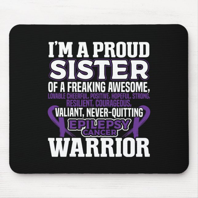 Proud Sister Epilepsy Awareness  Women Purple Ribb Mouse Pad (Front)