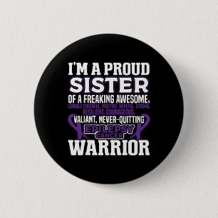 Proud Sister Epilepsy Awareness Women Purple Ribbo 6 Cm Round Badge