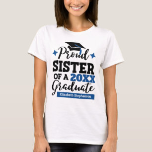 Proud Sister of a 2022 graduate black blue cap T-S T-Shirt